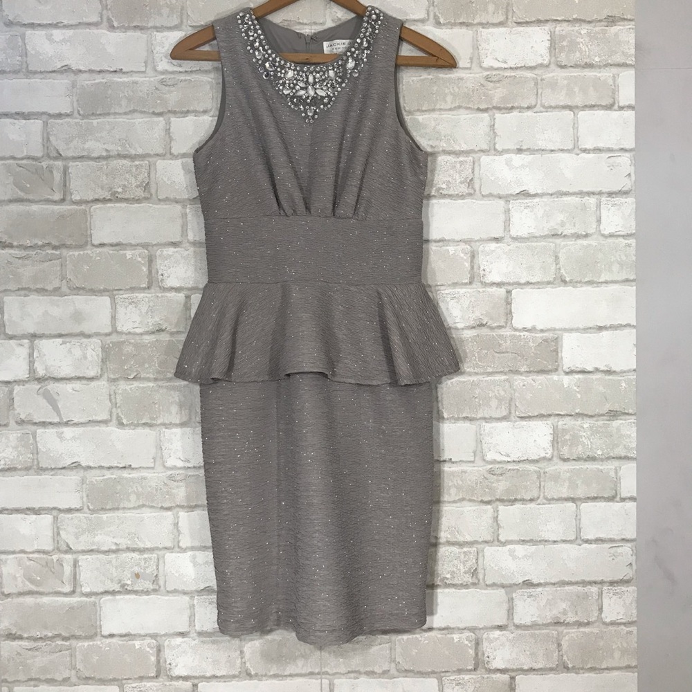 EUC peplum sleeveless sparkly jewels dress